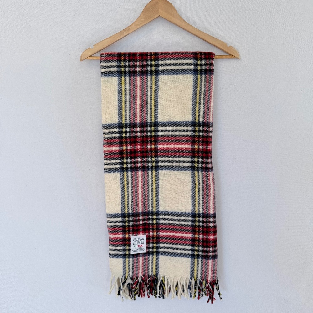 FARIBO Faribault Woolen Mills Pure Wool Tartan Plaid Throw Blanket 54x50
